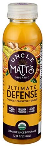Uncle Matt's Organic Juice Juice Beverage Plastic Bottle, Orange Defense Tumeric & Probiotics, 12 Fl Oz
