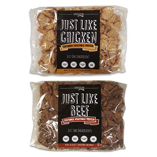 51ldYe-7nkL.jpg Textured Vegetable Protein, Plant Based Meat, 100% Hexane Free, Made with #1 Graded Yellow Soybeans, 100% Vegan, Just Like Chicken & Beef, Unflavored, 2 Pack Bundle (1 Set) - Image 1