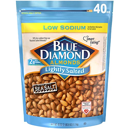 51vT6kzbzAL.jpg Blue Diamond Almonds Low Sodium Lightly Salted Snack Nuts, 40 Oz Resealable Bag (Pack of 1) - Image 1